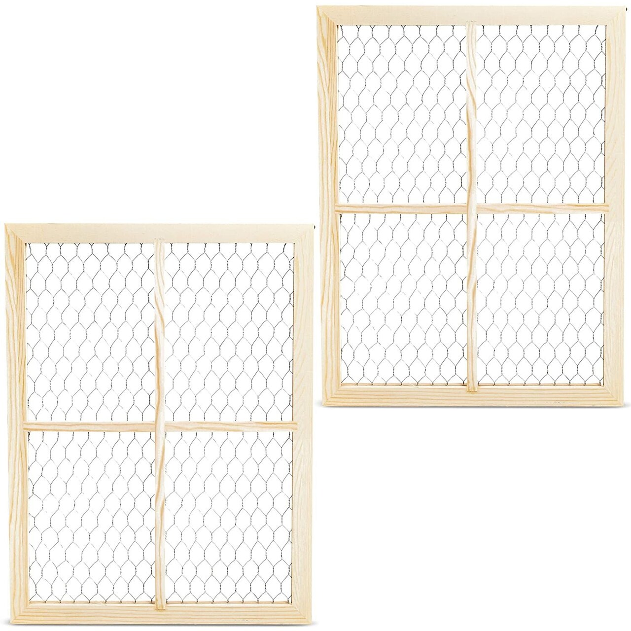 Bright Creations Unfinished Wood Window Frame with Chicken Wire Mesh (12 x 16 in, 2 Pack)
